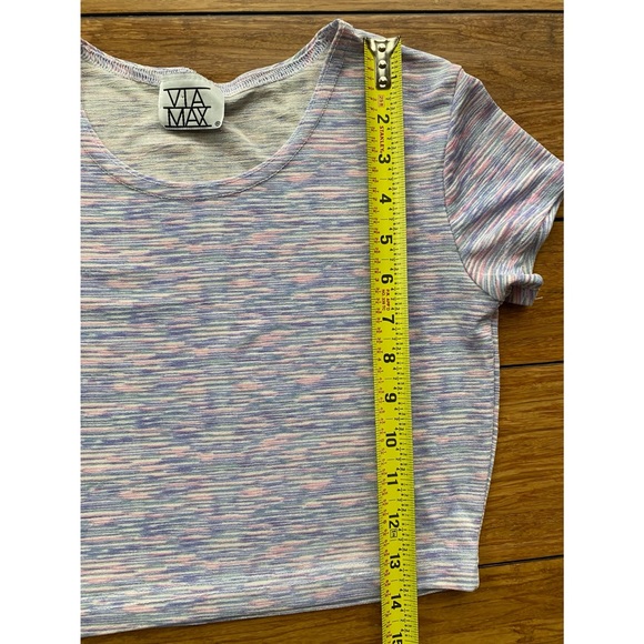 Lightweight Sheer Stretchy Rainbow Sherbert Colors Summer Crop Top - Picture 7 of 7